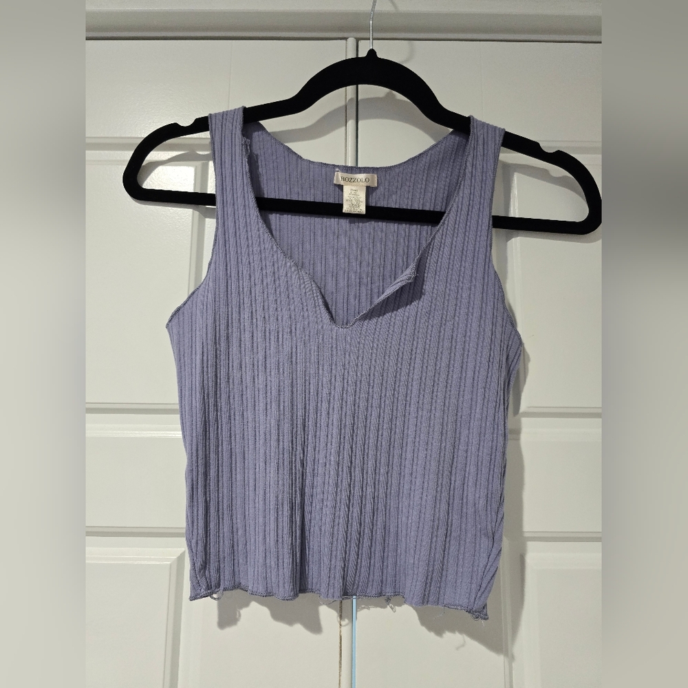 Ribbed Crop Tank – Raw Hem • Soft Stretch • Bozzolo (S)